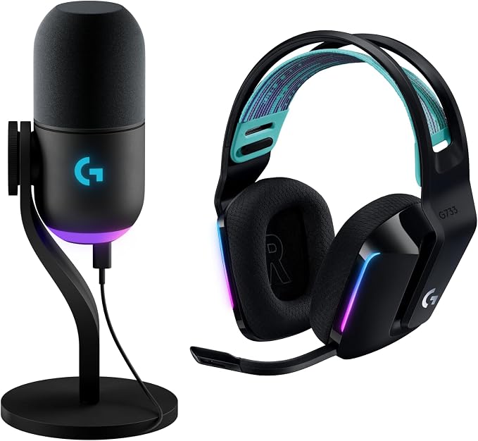 Logitech G733 Lightspeed Wireless Gaming Headset +Yeti GX Dynamic RGB Gaming by LogitechG