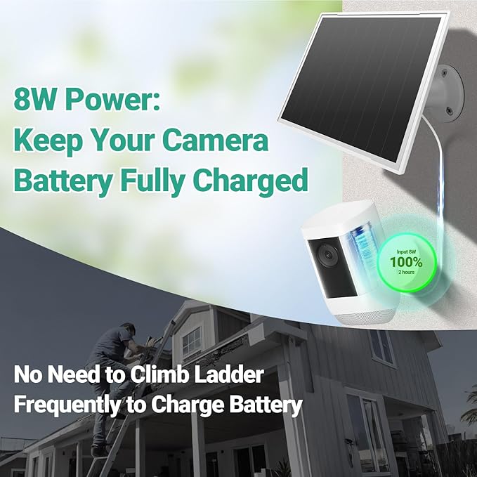 2-Pack Solar Panel Charger for Ring Camera, 8W High-Efficiency - Image 3