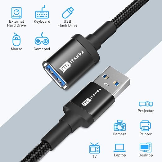 ITD ITANDA 10FT USB Extension Cable USB 3.0 Extension Cord Type A Male to - Image 5