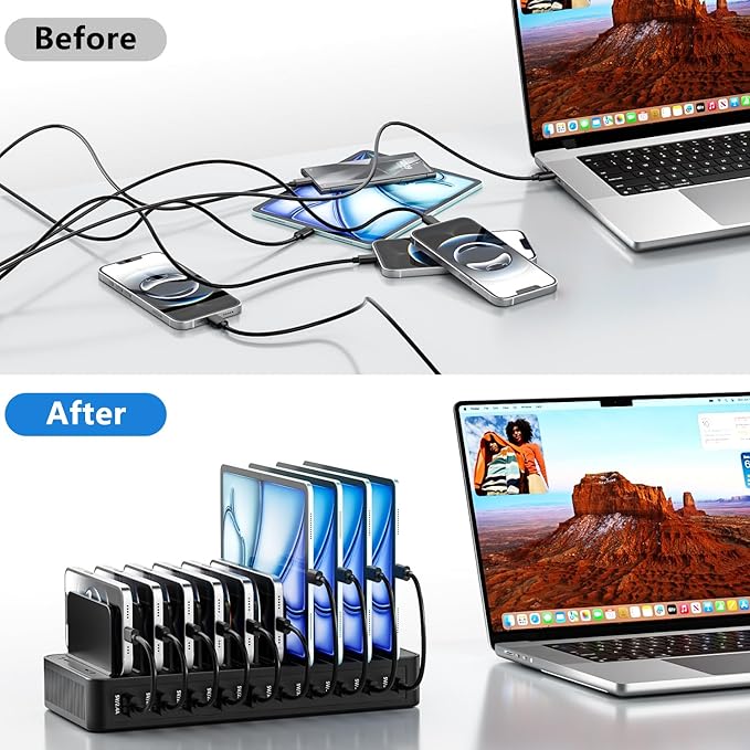 USB C Charging Station for Multiple Devices, 10-Port 100W Charging Dock - Image 4