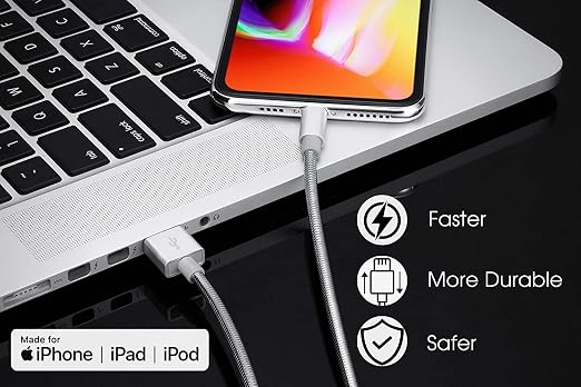 MFi Certified Charger Cable Metal Braided USB Cable - Image 2