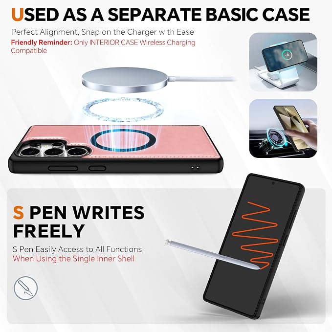 TUCCH Case for Galaxy S25 Ultra, Wrist Strap Magnetic PU Leather Wallet Case - Image 4