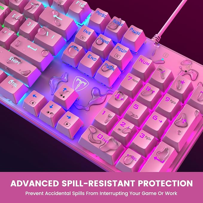 RisoPhy Mechanical Gaming Keyboard, RGB 104-Key Ultra-Slim Backlit USB Wired - Image 6