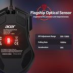 acer Wired Gaming Mouse, 800 DPI RGB Ergonomic Computer Mouse - Image 2