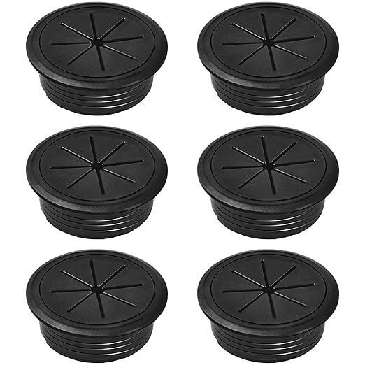 6-Pack Black Desk Grommet Cable Management Kit by Unknown