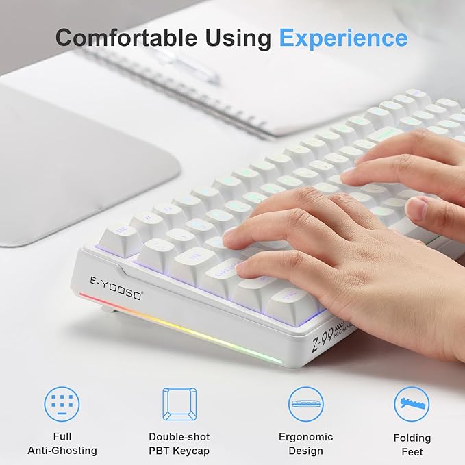 HUO JI E-Yooso Creamy Mechanical Keyboard Wired, Hot Swappable, Pre-lubed - Image 5