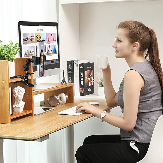 Clamp Phone Stand Holder for Desk/Table/Glass/Baffle/Easel/Guitar Head - Image 4