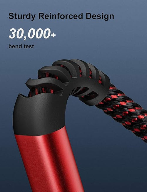 3 Pack 3 FT Lightning Cable Certified iPhone Charger Cable Red Nylon Braided - Image 2