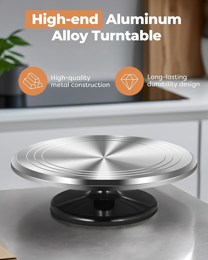 Kootek Aluminium Alloy Revolving Cake Stand 12 Inch Rotating Cake Turntable - Image 4