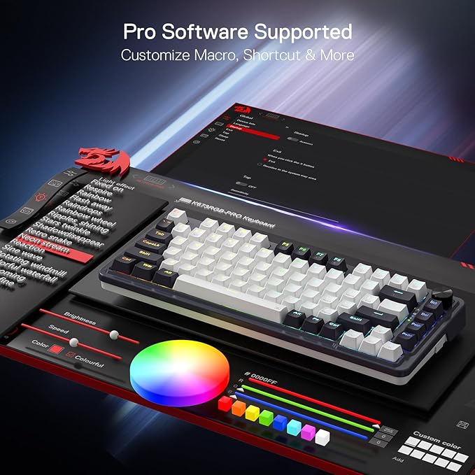 Redragon K673 PRO 75% Wireless Gasket RGB Gaming Keyboard, 3-Modes 81 Keys - Image 7