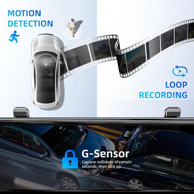 2025 Rear view Mirror Camera, 4 Channel Mirror Dash Cam Front and Rear - Image 5