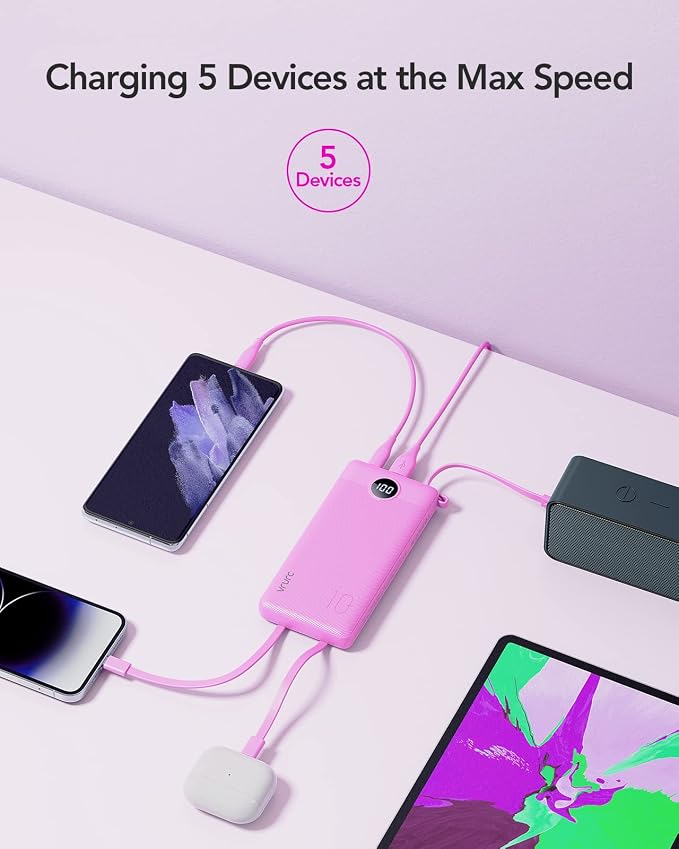 VRURC Portable Charger 10000mAh, Travel Essentials Battery Pack, 5 Output 2 - Image 4