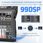 Audio Mixer, 6-Channel Professional DJ Mixer - Image 2