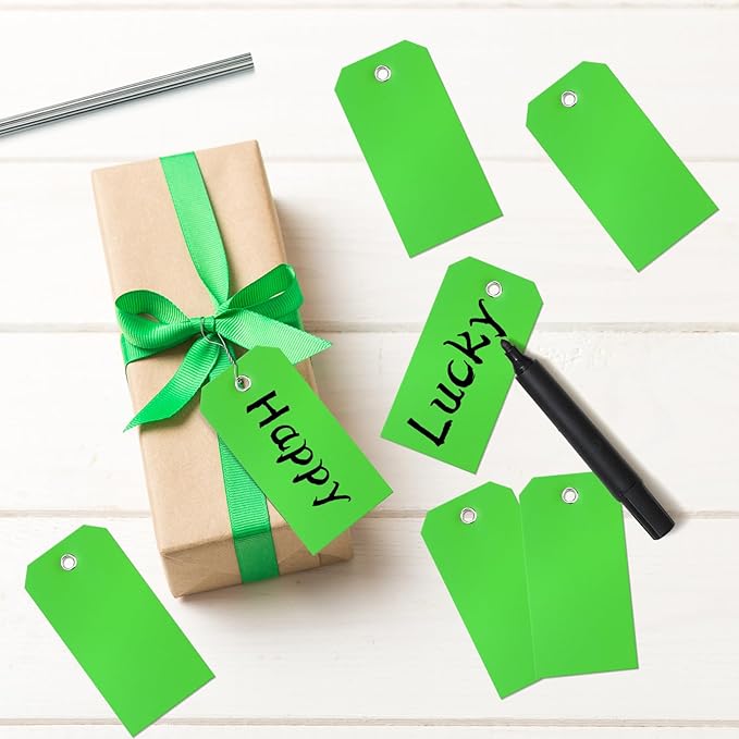100 Pcs Green Tags with Wires Waterproof Writable Hang Tags with String - Image 7