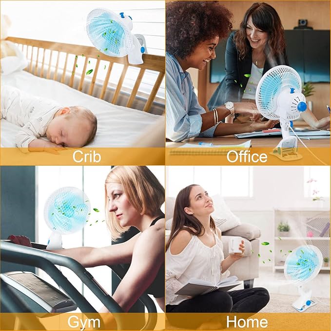 8-Inch Clip on Fan, 2 Speed Convertible Desk Fan - Image 6
