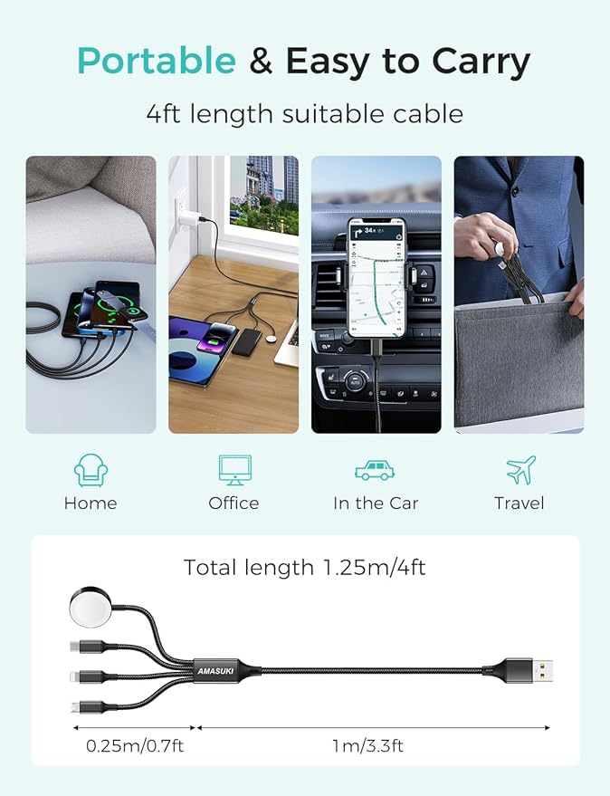 2Pack Travel Essentials Multi Charging Cable - Image 5