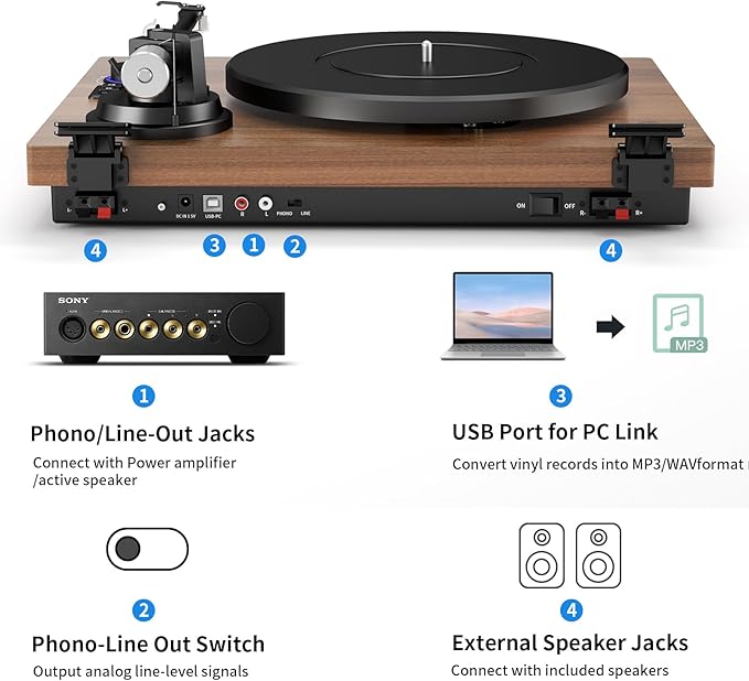 Bluetooth Turntable HiFi System - Image 7