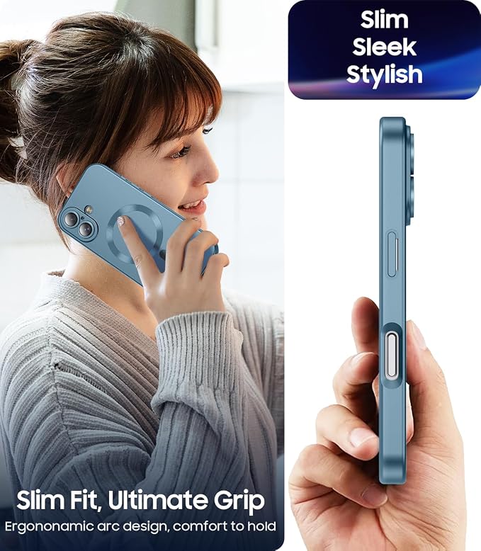 Magnetic for iPhone 16 Plus Case Slim Soft Silicone Bumper Shockproof Metallic - Image 7