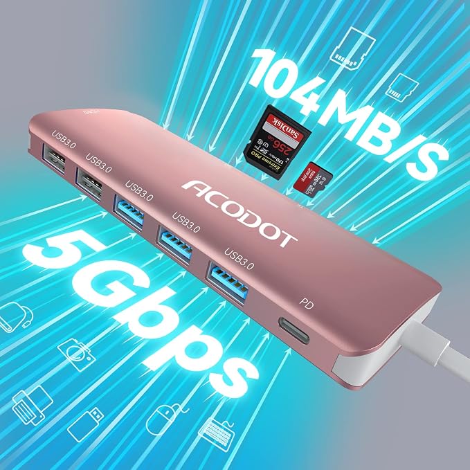 Acodot 9 in 1 USB C to 4K@60HZ HDMI Multiport Adapter, 3 USB 3.0 Ports - Image 4