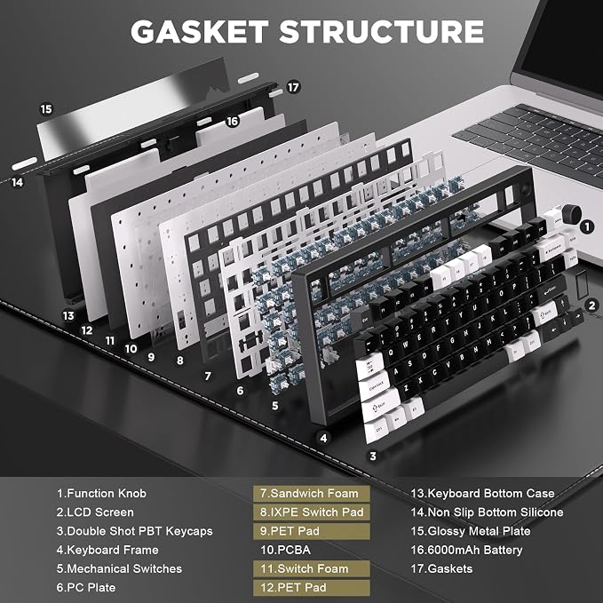 YUNZII AL80 Wireless Mechanical Keyboard, Full Aluminum CNC, Smart LCD Display - Image 5