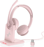 Wireless Headset with AI Noise Cancelling Microphone Bluetooth Headset by JIAMQISHI