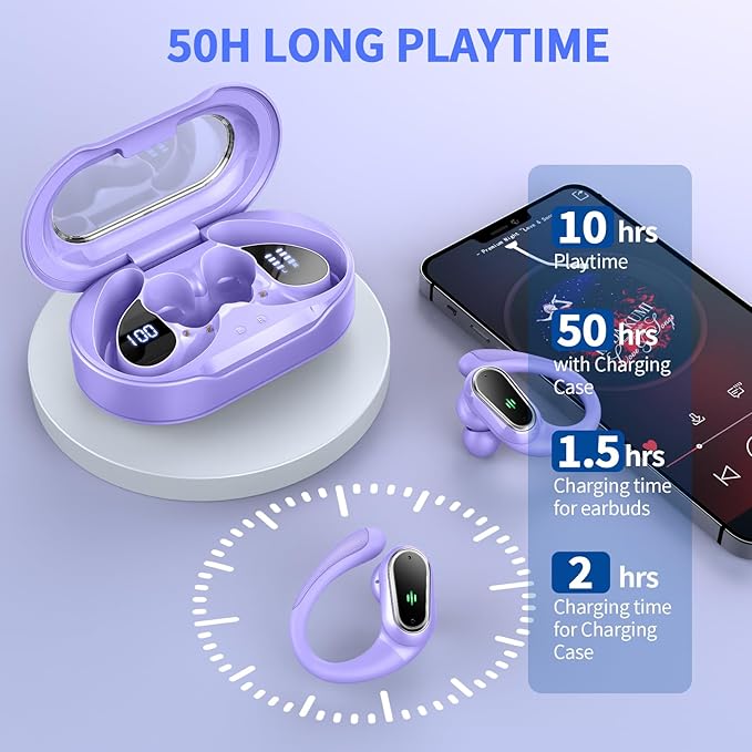 Wireless Earbuds, 2025 Bluetooth 5.4 Headphones Sport, 50H Stereo Wireless - Image 6