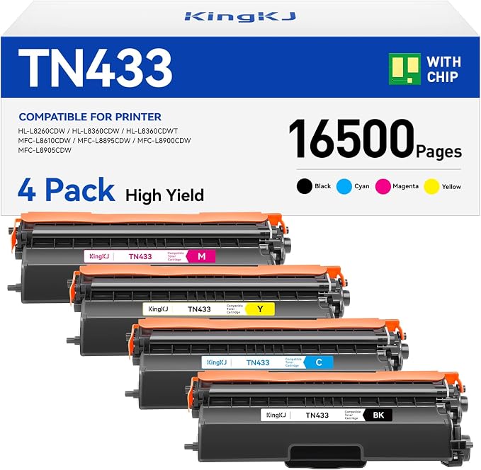 TN433 Toner Cartridge 4-Pack Replacement Compatible by KingKJInkToner