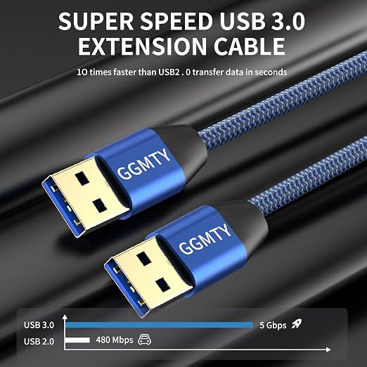 USB to USB Cable 3FT, Durable Braidedfor USB 3.0 Male to Male Type A to Type A - Image 2