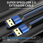 USB to USB Cable 1.5FT, Durable Braidedfor USB 3.0 Male to Male Type A to Type - Image 2