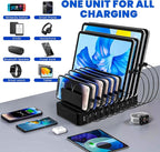 Charging Station for Multiple Devices, 100W 10 Ports Flat Plug Charging Dock - Image 5