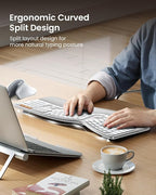 ProtoArc Backlit Bluetooth Ergonomic Keyboard, EK01 Plus Full Size Wireless - Image 4