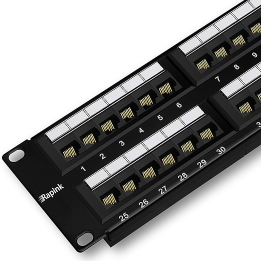 Rapink Patch Panel 48 Port Cat6 10G Support, Network Patch Panel UTP 19-Inch by Rapink