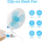 8.66" Portable Clip on Fan, 2 Speed Desk Fan - Image 2