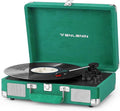 Green Velvet Suitcase Vinyl Record Player by TANLANIN