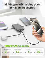 Alongza Portable Charger Built-in Cables and AC Wall Plug, Slim Fast Charging - Image 6