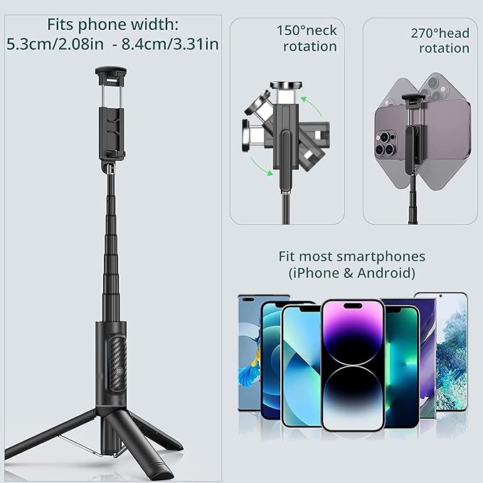 Selfie Stick Tripod with Remote Aluminum Alloy Phone Tripod Bluetooth Remote - Image 2