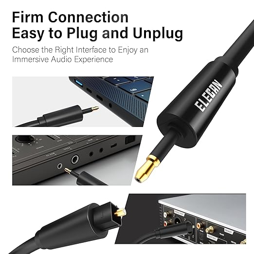 Elecan Mini Toslink to Toslink Digital Optical S/PDIF Audio Cable 8 Ft - Image 5