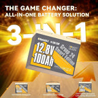 Power Queen Bluetooth 12V 100Ah LiFePO4 Battery - Image 3