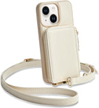 ZVE for iPhone 15 Crossbody Wallet Case, Card Holder Phone Purse for Women by ZVE