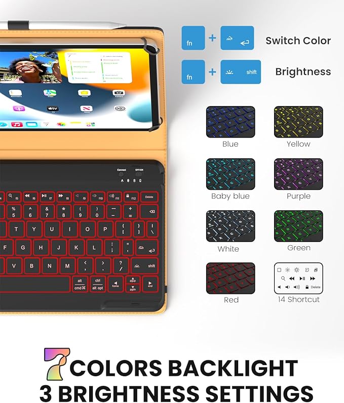 Leather Keyboard Case for 9", 7 Colors Backlit - Image 3