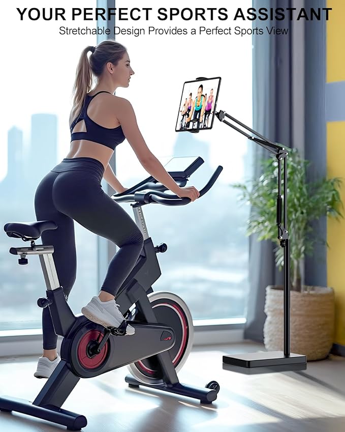Tablet Floor Stand with 11lb Stable Base & Desk Clamp, Adjustable Height - Image 6