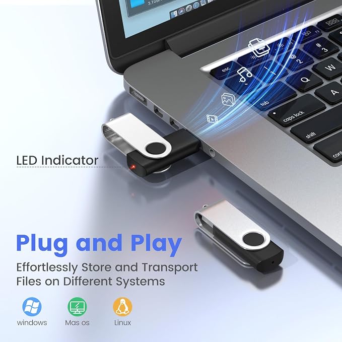 ABLAZE 1GB Flash Drives 500 Pack, USB 2.0 Thumb Drives Bulk Swivel Memory Stick - Image 2