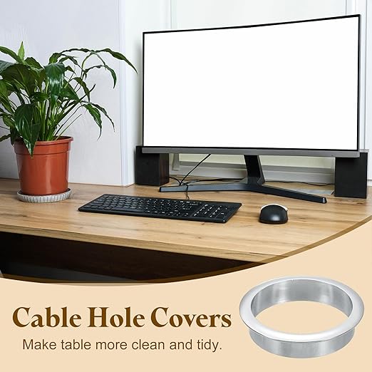 uxcell Desk Grommet, 2-3/4" Zinc Alloy Cable Hole Cover Wire Cord Organizer - Image 6