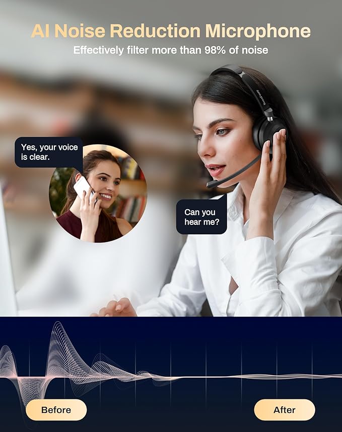 USB Headset with Microphone for PC-Wired Noise Reduction Office Headset work - Image 2