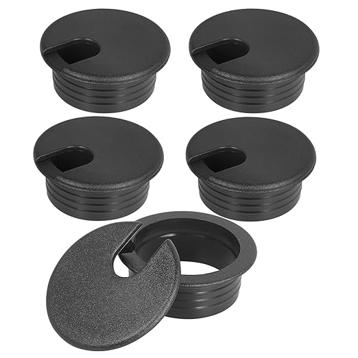 1-1/2" Black Desk Grommet, JTemgle Plastic Cable Hole Cover Computer Table Cord by JTemgle