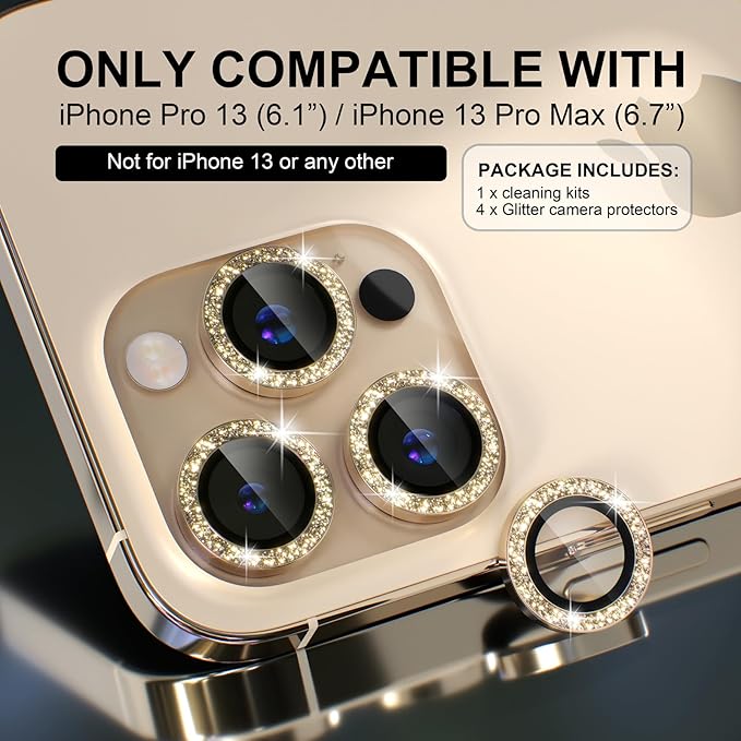 Choiche [3+1 for iPhone 13 Pro/iPhone 13 Pro Max Camera Lens Protector Bling - Image 2