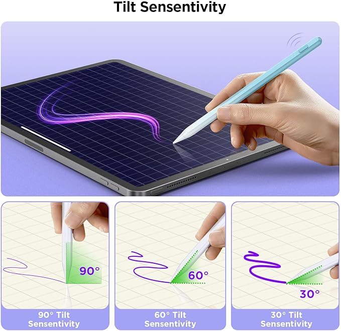 Stylus Pencil for iPad 2018-2024, 15Mins Fast Charge, Palm Rejection, Tilt - Image 4