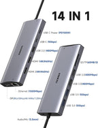 USB C Docking Station 3 Monitors 4K@60Hz, 14-in-1 Laptop Docking Station - Image 2