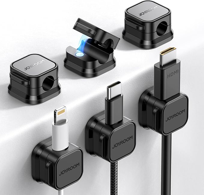 6 Pack Magnetic Cable Clips Cord Holder, Under Desk Cable Management, JOYROOM by JOYROOM