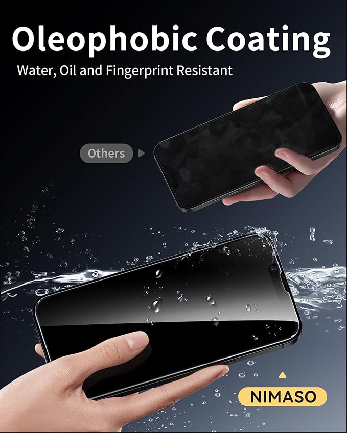 NIMASO for iPhone 16e/13 Pro/13/14 Screen Protector, 2 Pack Privacy Tempered - Image 5